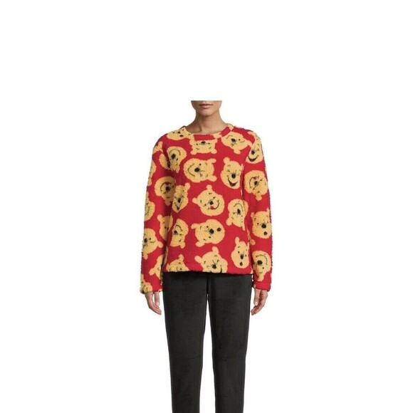 Disney WINNIE the POOH Sherpa Pajama Top Women Lounge Top Size Small Fleece - Picture 1 of 8